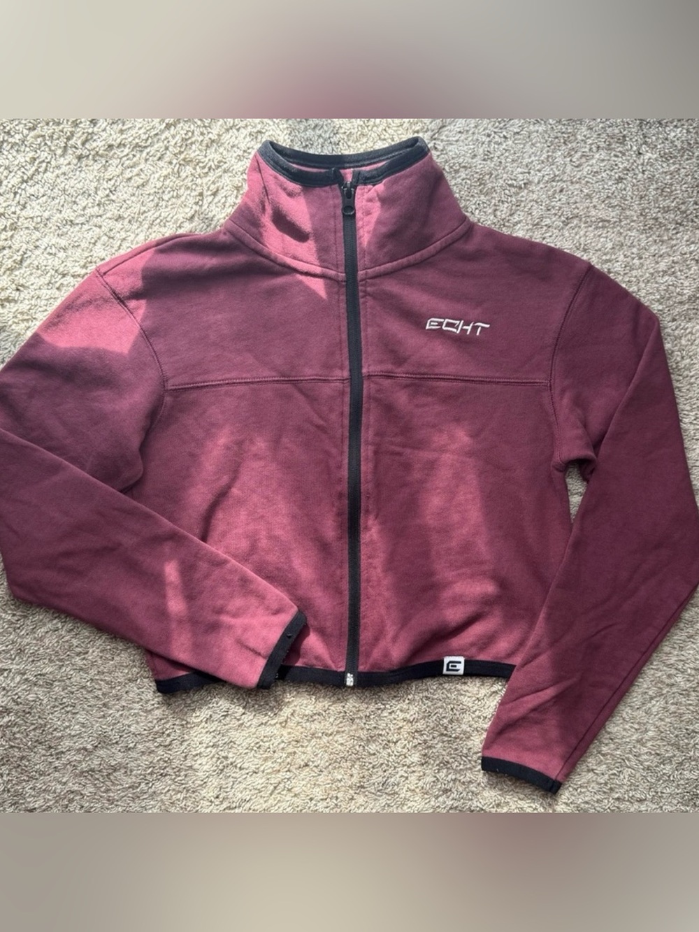 Echt Cropped Full Zip Jacket Women’s Small Burgundy Athleisure Track Jacket